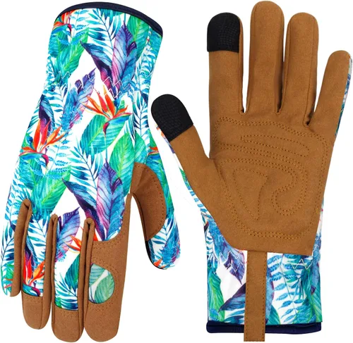 Vista 21 de Guantes de Jardinería de Cuero MERTURN para Mujeres, Guantes de Jardín a Prueba de Espinas, Guantes de Trabajo Compatibles con Pantalla Táctil