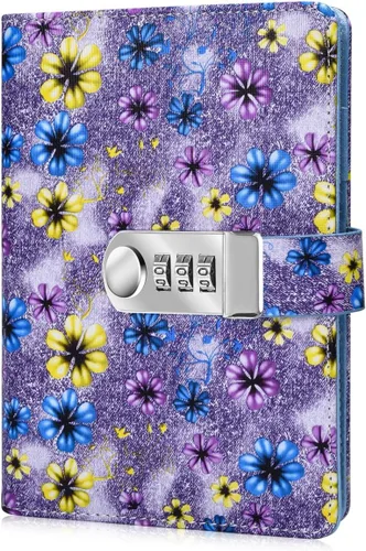 Vista 8 de ARRLSDB Diario de carpeta con cerradura, diario de cuero recargable A6 con contraseña, diario personal con bloqueo, tamaño: 7.3 x 5.3 pulgadas (azul)