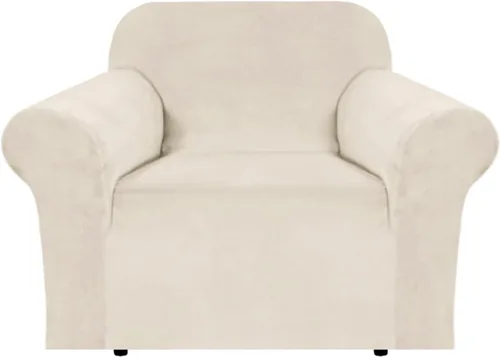 Vista 65 de H.VERSAILTEX Fundas de terciopelo elástico para sofá de dos plazas, fundas para sofá de 2 cojines para sala de estar, fundas deslizables con correas