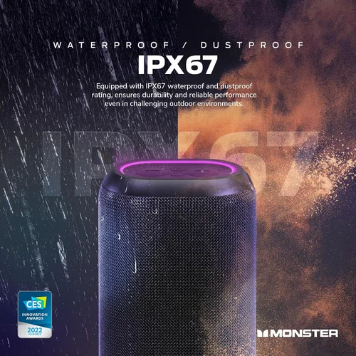 Vista 3 de Monster DNA Max - Altavoz Bluetooth portátil, altavoz portátil con sonido de 360 graves y almohadilla de carga inalámbrica certificada Qi de 10 W