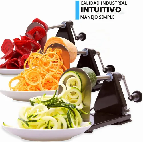 Vista 6 de Impeccable Culinary Objects (ICO) Spiralizer vegetal de metal de 2 hojas, negro., Negro Espiralizador para fideos vegetales para uso