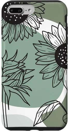 Vista 12 de iPhone 16 Aesthetic Sunflower Line Art Minimalistic Sage Green Case