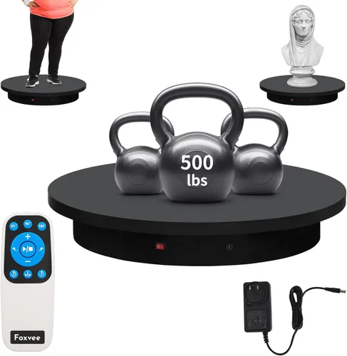 Vista 12 de Tocadiscos motorizados con control remoto, soporte giratorio motorizado resistente, plataforma giratoria ajustable de velocidad, tocadiscos