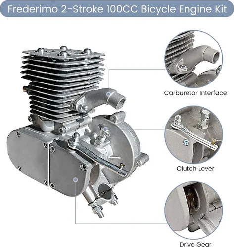 Vista 2 de Kit de motor de bicicleta de 100 cc, kit de bicicleta motorizada de 2 tiempos, mango hidráulico mejorado para bicicletas de más de 21 pulgadas, kit