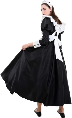 Vista 3 de miccostumes - Disfraz de uniforme de criada clásico para mujer