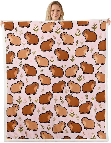 Vista 19 de Erosebridal Funny Capybaras Blanket Capybara Lover Gifts Cute Fleece Blanket for Kids Girls Boys, Capybara Decorations Blankets 40"x50", Kawaii