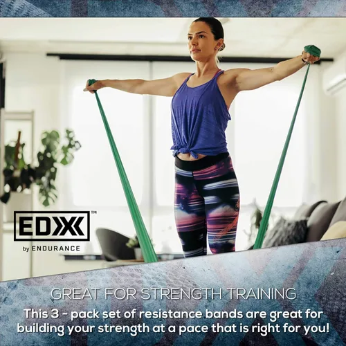 Vista 3 de EDX Bandas de resistencia planas de 12 pulgadas para fitness o terapia física, juego de 3 bandas sin látex