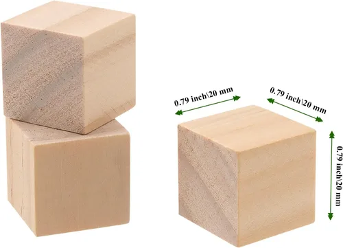 Vista 2 de 800 cubos de madera de 3/4 pulgadas a granel, bloques de madera cuadrados sin terminar de 0.8 pulgadas, bloques de madera lisos en blanco