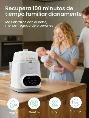 Vista 2 de Grownsy EaseClean - Lavadora de Biberones Pro Lavadora de biberones todo en uno y esterilizador y secadora Lavadora de biberones para biberones