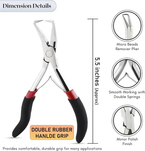 Vista 5 de Herramientas profesionales para extensiones de cabello, alicates para microenlaces y cuentas, removedor de microanillos, abridor de cuentas de 5.5