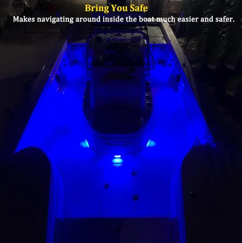 Vista 4 de Boaton Luces LED para pesca nocturna marina, luces interiores de cortesía para barco, sin necesidad de perforar, azul