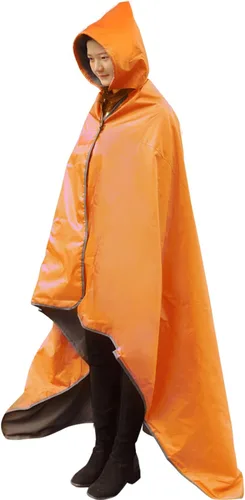 Vista 9 de DUKUSEEK Manta con capucha para exteriores, manta de camping impermeable, acolchada, forro polar grueso, cálida, resistente al viento, a prueba