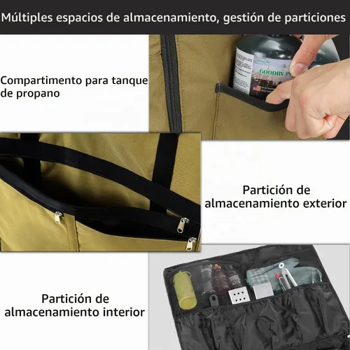 Vista 6 de EUTRKei Funda para parrilla Blackstone de 22 pulgadas, accesorios para bolsa de transporte de parrilla de 17 pulgadas, acomodada con capucha