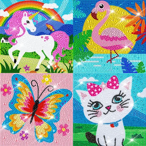 Vista 13 de Labeol Kits de arte de diamantes para niños, manualidades para niñas de 6 a 8 a 10 a 12 años, fáciles de hacer tú mismo, creativas calcomanías