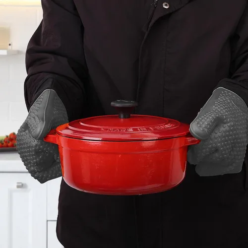 Vista 8 de UNCO - Guantes de silicona resistentes al calor, grises, guantes de horno de silicona