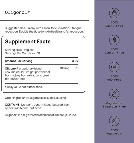 Vista 2 de Quality of Life - Suplemento antienvejecimiento de primera calidad - Promueve la salud cardiovascular, la circulación y la juventud - Oligonol