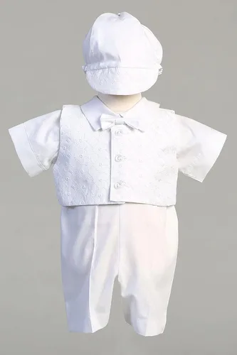 Vista 3 de Trajes de bautismo para niños, traje de bautizo, ropa de algodón bautismal, ropa de bautizo para niños