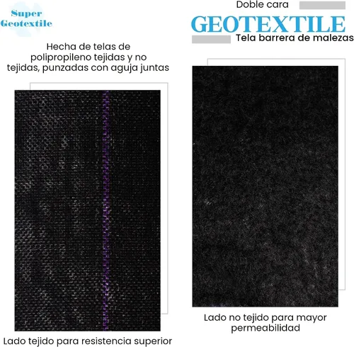 Vista 3 de Super Geotextile Tela profesional de barrera de malezas geotextil de 5 onzas, tela de paisaje resistente para jardinería, paisajismo, tela