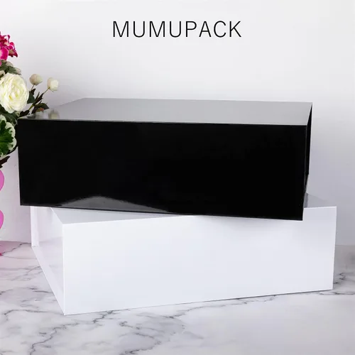 Vista 7 de Caja de regalo negra de 16 x 13 x 5.3 pulgadas, caja de regalo para padrinos de boda con tapa magnética, cajas de regalo grandes para Pascua, día