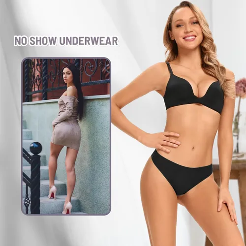 Vista 7 de Tangas sin costuras para mujer, bragas invisibles, ropa interior cómoda y transpirable sin costuras