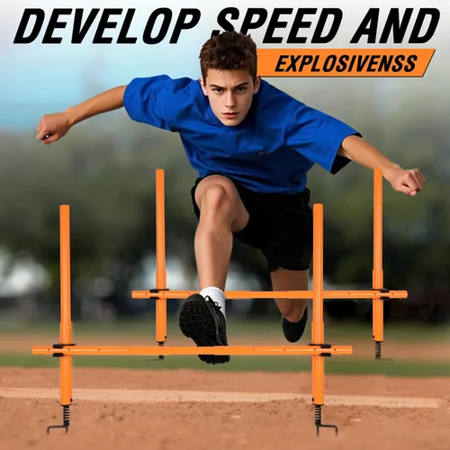 Vista 6 de Hikeen Bastones de fútbol de longitud ajustable, obstáculos de entrenamiento de agilidad y obstáculo de fútbol para adolescentes, entrenamiento
