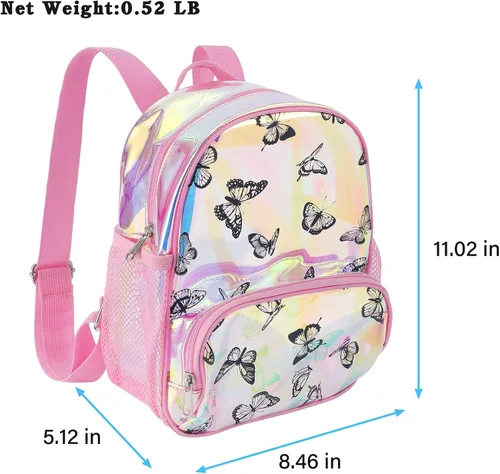 Vista 5 de Mochila con estampado de mariposas Mochila transparente resistente Estadio Bolsa de libro escolar transparente Bolsa de malla de PVC Bolsas