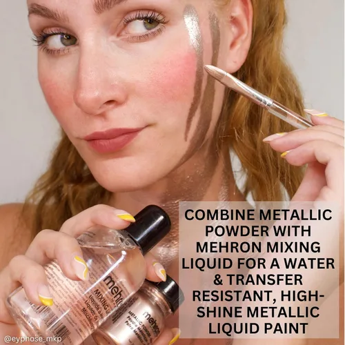 Vista 4 de Mehron Polvo metálico de maquillaje (0.17 oz) con líquido de mezcla (1 oz) (BRONZE)