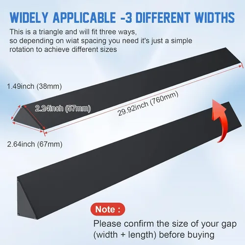Vista 3 de Kit para rellenar hueco trasero de estufa deslizable de 30", W10113901A, Tira de relleno triangular universal para hueco de estufa, Kit de molduras