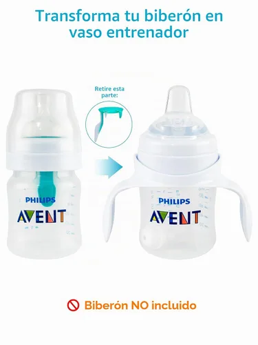 Vista 3 de Kit de conversión suave para biberón anticólicos Philips Avent, kit de transición para niños pequeños con boquilla de silicona para sorber, popote