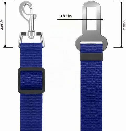 Vista 4 de YuCool Cinturón de seguridad para perro, juego de 4 piezas de cinturones de seguridad ajustables para vehículos de nailon para mascotas, arnés