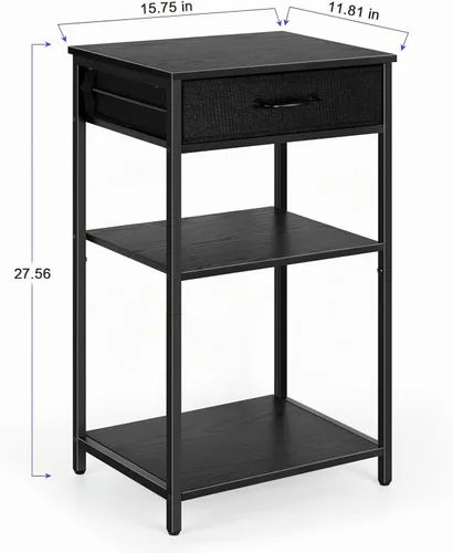 Vista 3 de Soporte de impresora de 3 niveles debajo del escritorio, mesa de impresora pequeña con cajones de almacenamiento, estante de impresora de madera