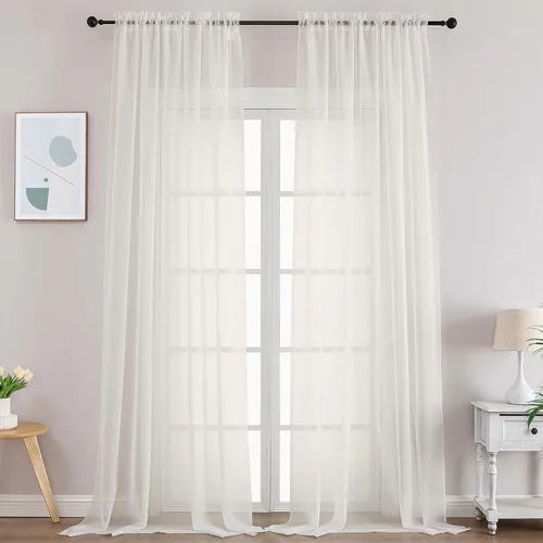 Vista 119 de Gwine Cortinas transparentes negras de 108 pulgadas de largo Negro
