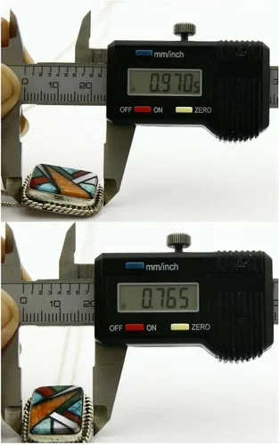 Vista 8 de Collar de plata 925 con incrustaciones de piedras naturales Navajo Doug Zachary de C.80-90, turquesa