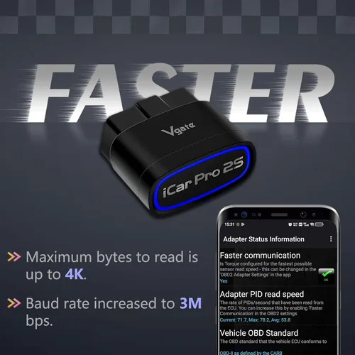 Vista 4 de Vgate iCar Pro 2S Bluetooth OBD2 Lector de códigos BLE 5.2 Escáner OBD2 OBDII Herramienta de diagnóstico de códigos de falla para iPhone, iOS
