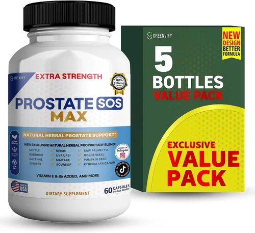 Vista 8 de Suplemento SOS Max para próstata, 60 cápsulas, complejo herbario natural con palma enana, vitamina E, B6, suministro para 30 días