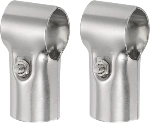 Vista 6 de uxcell Conector de abrazadera de tubo en T, 2 piezas, conector de tubería estructural, abrazadera de valla de enlace de cadena de acero inoxidable