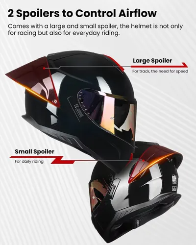 Vista 4 de ILM - Cascos de motocicleta de cara completa para adultos, hombres y mujeres, DOT, 2 deflectores, deportes de motor, doble visera