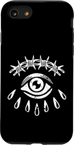 Vista 13 de iPhone 14 alambre de púas ojo gótico grunge punk alternativa tatuaje flash caso