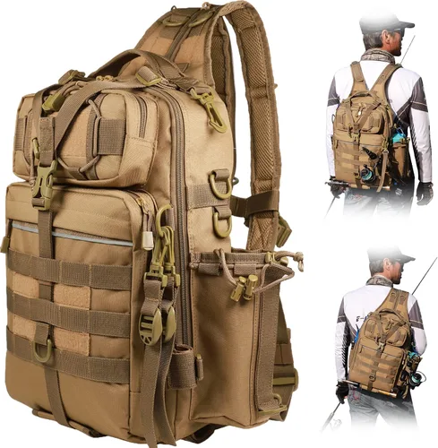 Vista 10 de Blisswill - Bolsa de almacenamiento para equipo de pesca al aire libre - Mochila de pesca grande resistente al agua