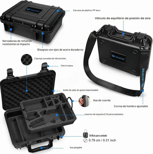 Vista 3 de Lekufee Portable Waterproof Hard Case for DJI Osmo Mobile 8, Osmo Mobile 7P / 7, Gimbal Stabilizer, DJI Mic 3/2 / Mic Mini & More Accessories(Case