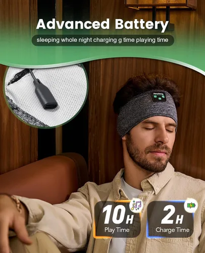 Vista 6 de Perytong: Diadema para dormir - Auriculares Bluetooth para dormir para durmientes de lado - Auriculares para dormir, diadema cómoda con micrófono