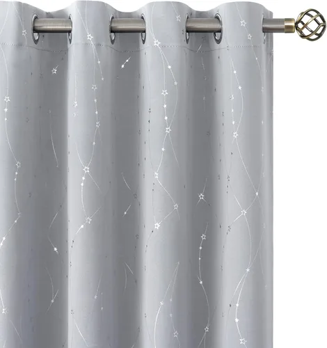 Vista 96 de BGment Cortinas opacas para dormitorio infantil, con aislamiento térmico, con ojales, estampado de estrellas plateadas, cortinas para oscurecer
