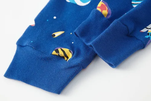 Vista 6 de Pijamas para niños, dinosaurio, cohete, espacio, 4 piezas, conjunto de ropa de dormir de 2 a 12 años
