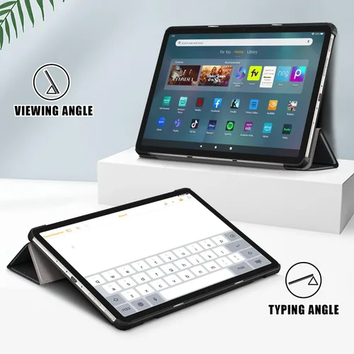 Vista 2 de Funda para tablet Amazon Fire Max 11 (13ª generación, 2023), funda protectora de piel sintética, delgada, ligera, triple soporte, magnética, rígida