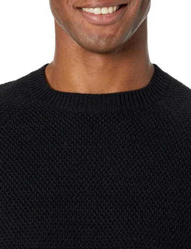 Vista 3 de Tienda Essentials Suéter de cuello redondo de gran tamaño para hombre, texturizado, algodón