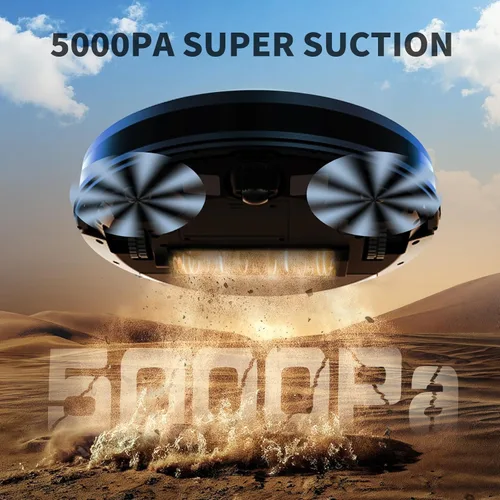 Vista 3 de Robot aspirador y trapeador combinado, aspiradora robótica de 5000 Pa, 120 minutos máximo, súper delgado, silencioso, aplicación y control remoto