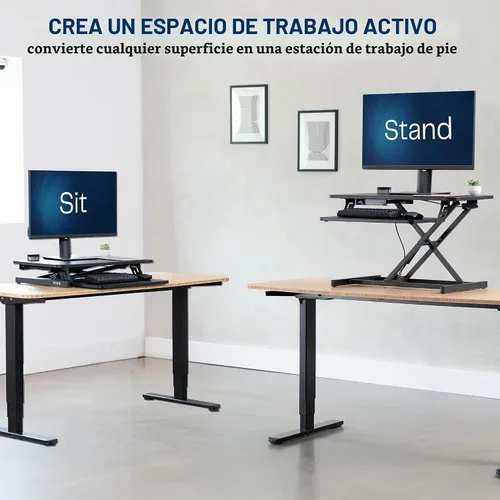 Vista 3 de VIVO Convertidor de escritorio de pie negro de 28 pulgadas, DESK-V028S