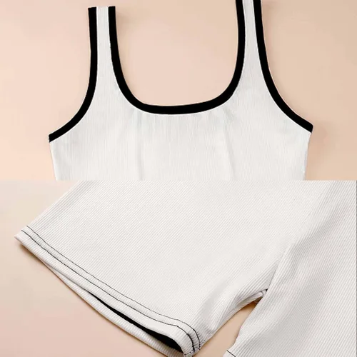 Vista 8 de Conjunto de 2 piezas de brasier de yoga acanalado de los años 80 y 90 para mujer