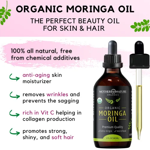 Vista 9 de Aceite de moringa orgánico certificado por USDA, 100% puro, prensado en frío y sin refinar sin gluten (2 onzas), hidratante natural para piel, cara
