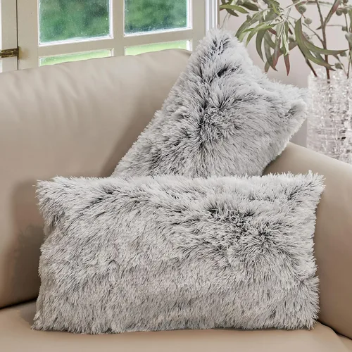 Vista 8 de Cheer Collection Almohadas Decorativas para Sofá y Cama, Almohadas Decorativas Suaves de Pelo Largo con Rellenos Incluidos, Acogedoras Almohadas